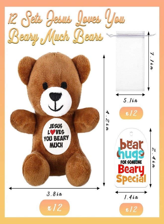 Silipull Valentine's Day Stuffed Plush Gifts 4" Holiday Plush Bears for Valentines Party Favor Gift Box Stuffers Events(12 Pcs,Jesus Loves You Beary Much) - Image 2